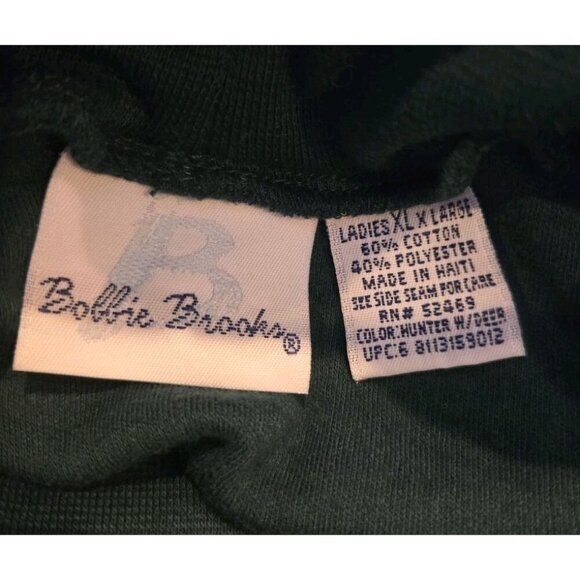 Bobbie Brooks Turtleneck Top Dark Green Long Sleeve XL Christmas Reindeer Teache - Picture 9 of 10